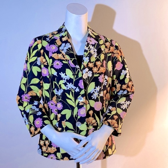 VTG SIGRID OLSEN Floral Print Blazer Size 4 - Picture 9 of 9
